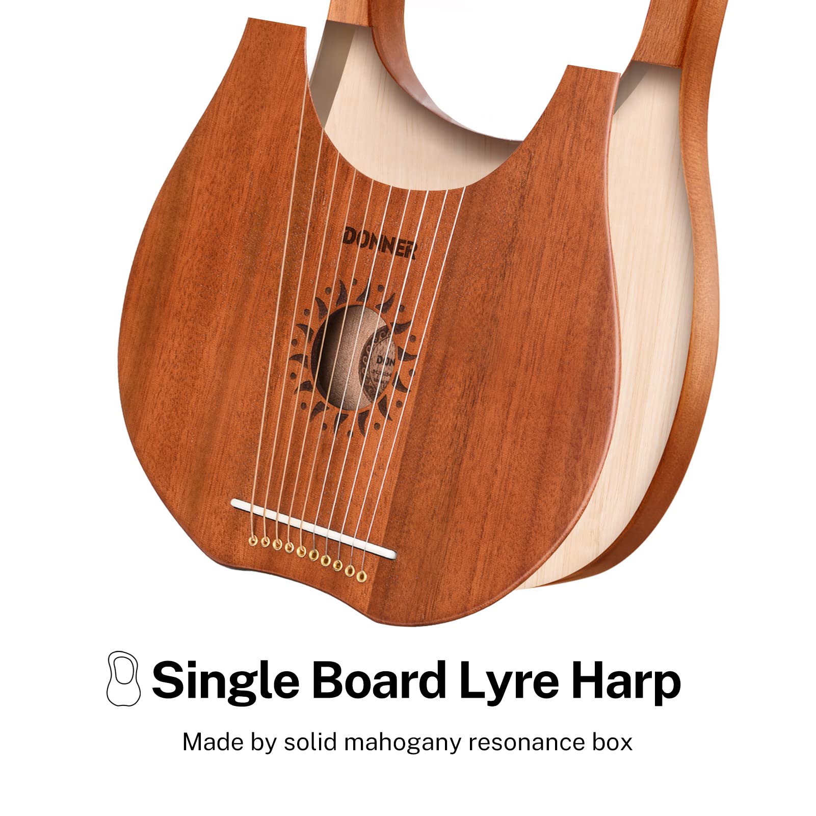 Foto 5 | Lyre Harp Donner Dlh-002, 10 Cuerdas De Metal, Cuerpo De Caoba - Venta Internacional.