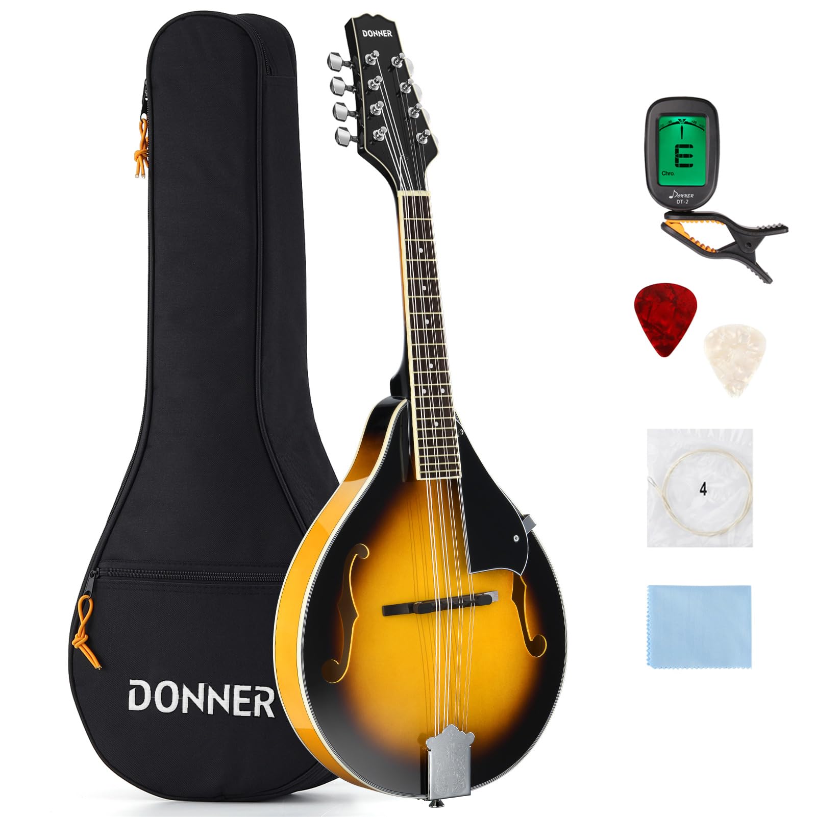 Foto 2 pulgar | Mandolina Donner A Style Sunburst Caoba De 8 Cuerdas Con Acceso - Venta Internacional.