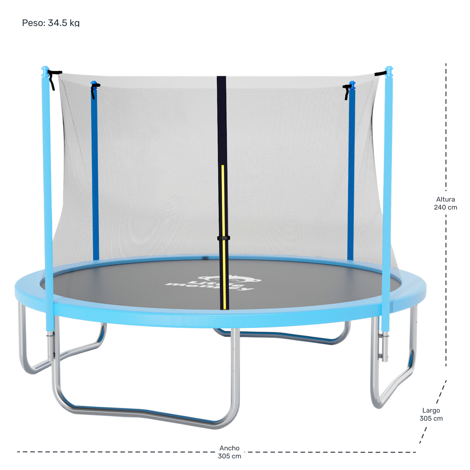 Foto 8 | Trampolín Brincolín Little Monkey Azul 10 Pies Uso Rudo con Red de Seguridad