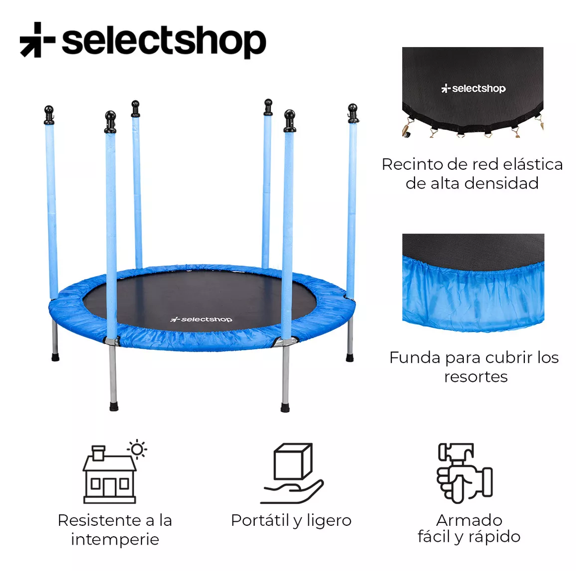 Foto 3 pulgar | Trampolín con Red de Seguridad Azul Marino/Negro de 55'' para Niños