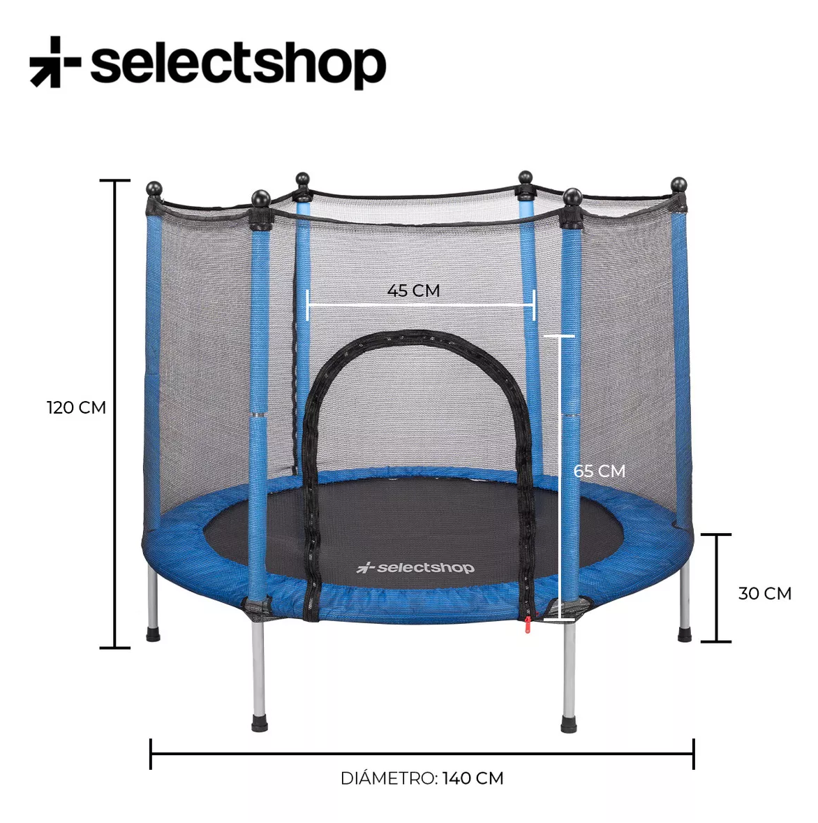 Foto 4 pulgar | Trampolín con Red de Seguridad Azul Marino/Negro de 55'' para Niños