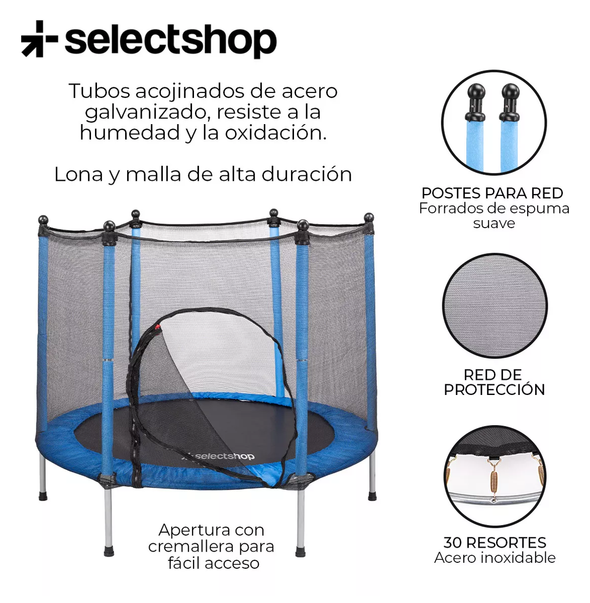 Foto 5 pulgar | Trampolín con Red de Seguridad Azul Marino/Negro de 55'' para Niños