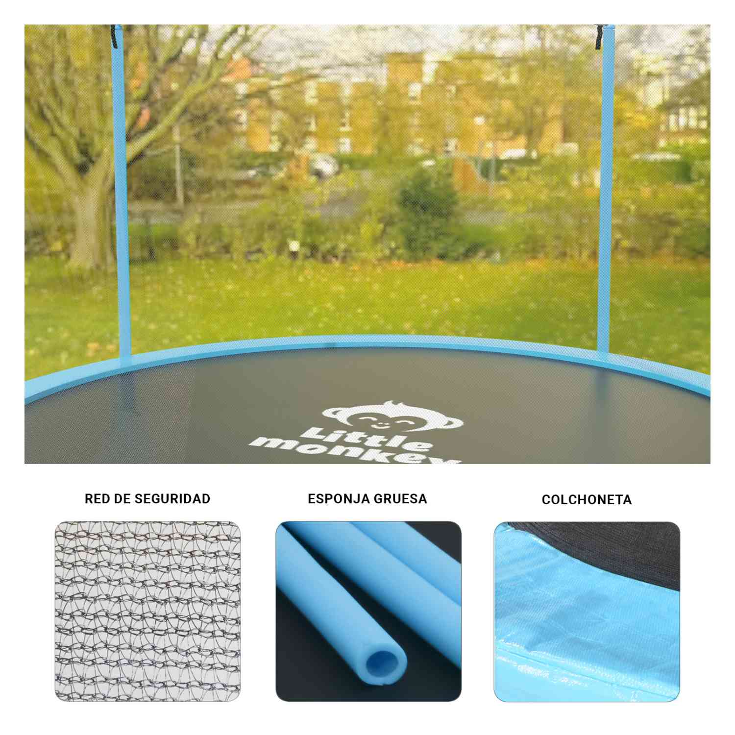 Foto 5 | Trampolin Brincolin 10ft 3m Red Seguridad Azul + Escalera Regalo Little Monkey