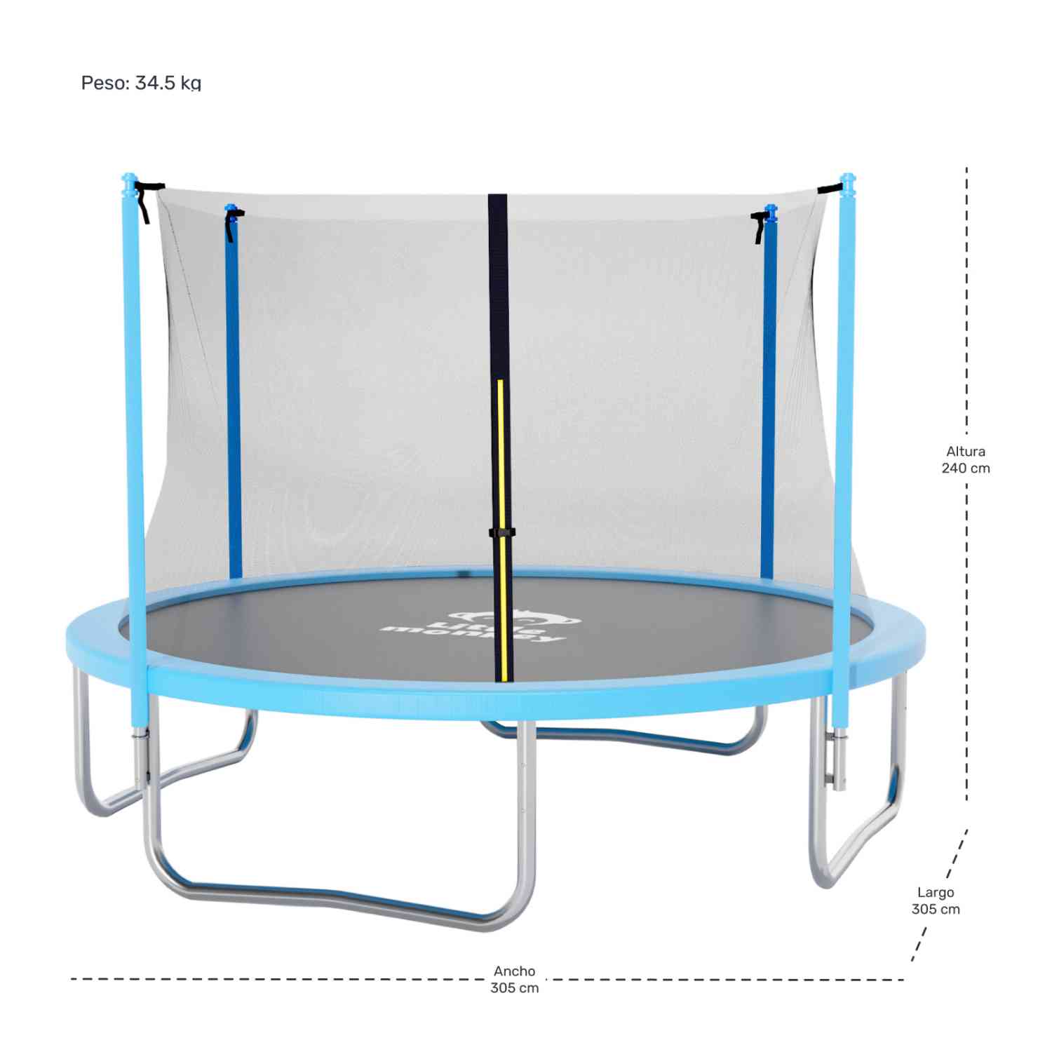Foto 8 | Trampolin Brincolin 10ft 3m Red Seguridad Azul + Escalera Regalo Little Monkey
