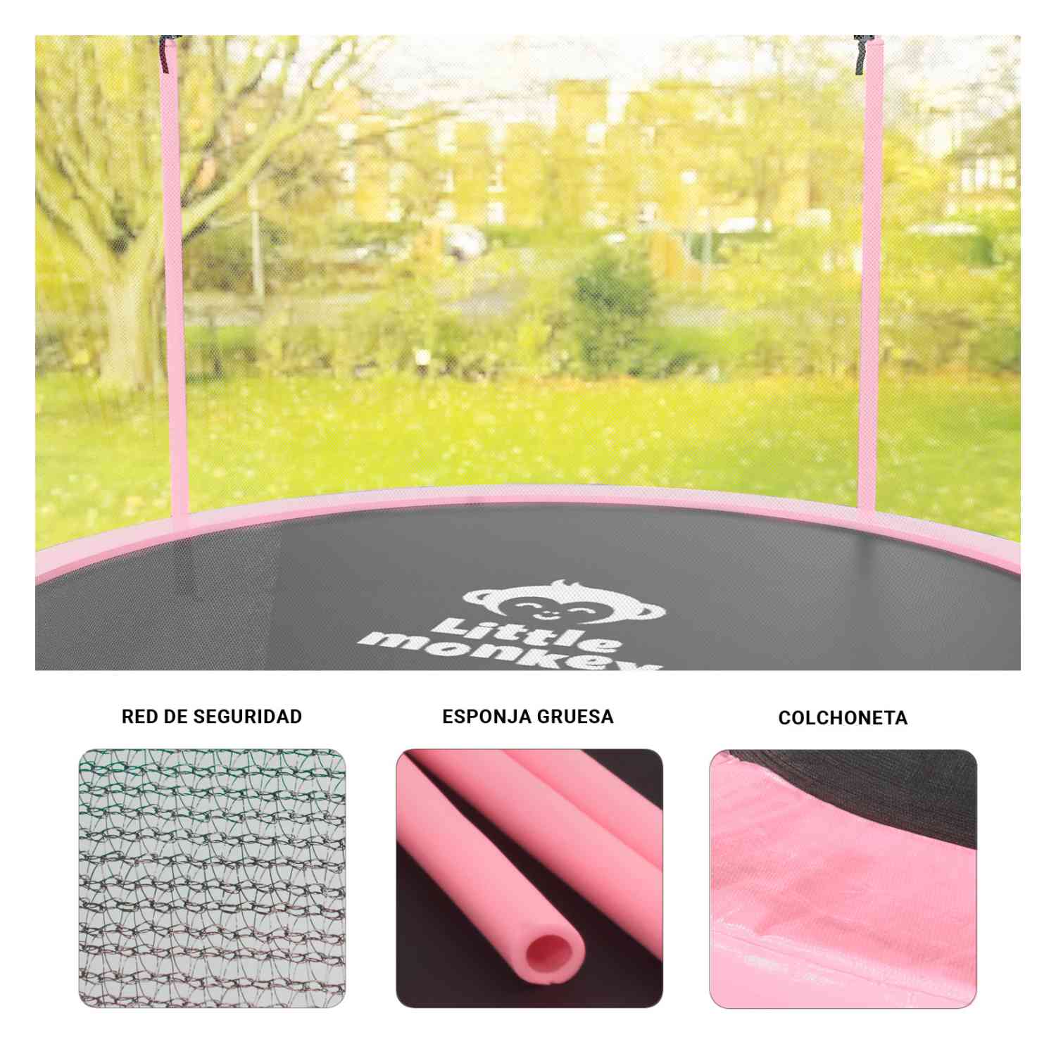 Foto 4 pulgar | Trampolin Brincolin 10ft 3m Red Seguridad Rosa + Escalera Regalo Little Monkey