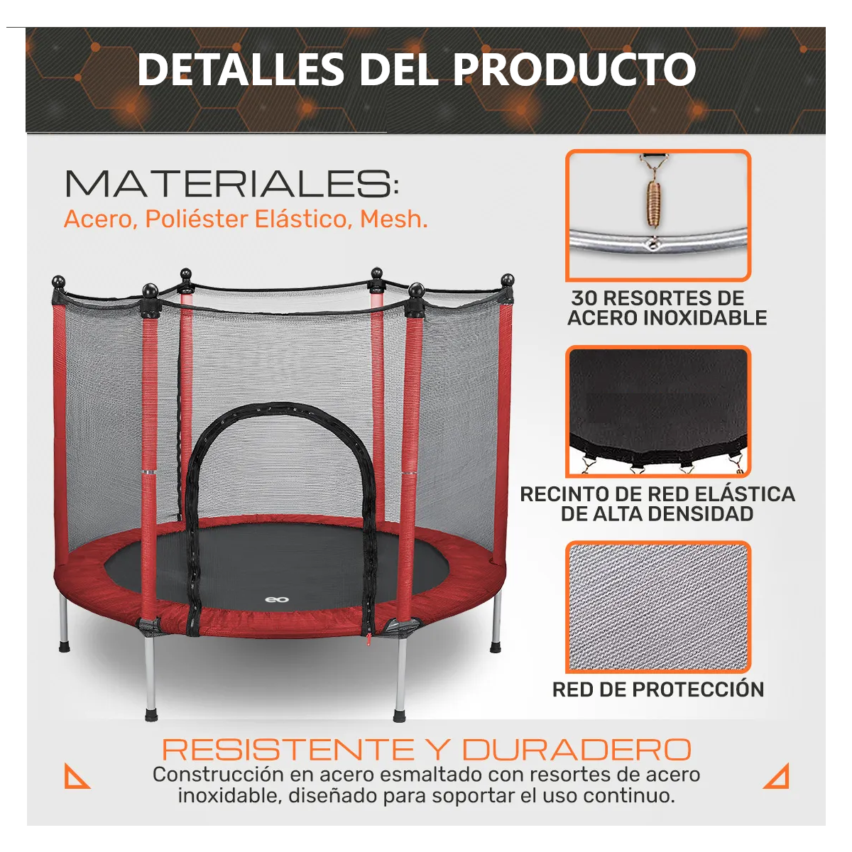 Foto 3 pulgar | Trampolín, Brincolín Para Niños, Diámetro 140 Cm Alto 118 Cm Eo Safe Imports Esi-19245 Rojo