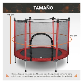 Foto 3 | Trampolín, Brincolín Para Niños, Diámetro 140 Cm Alto 118 Cm Eo Safe Imports Esi-19245 Rojo