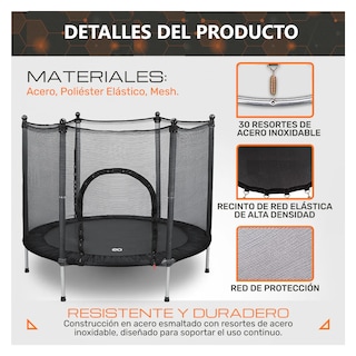 Foto 2 | Trampolín Y Brincolín Para Niños, Material De Acero, Diámetro 140 Cm Alto 118 Cm Eo Safe Imports Esi-19244 Negro