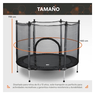 Foto 3 | Trampolín Y Brincolín Para Niños, Material De Acero, Diámetro 140 Cm Alto 118 Cm Eo Safe Imports Esi-19244 Negro