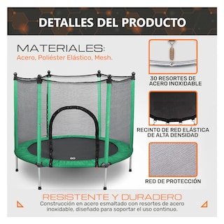 Foto 2 | Brincolín Trampolín Para Niños De Acero, De Diámetro 140 Cm Y Alto 118 Cm Eo Safe Imports Esi-19247 Verde