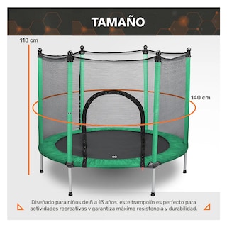 Foto 3 | Brincolín Trampolín Para Niños De Acero, De Diámetro 140 Cm Y Alto 118 Cm Eo Safe Imports Esi-19247 Verde