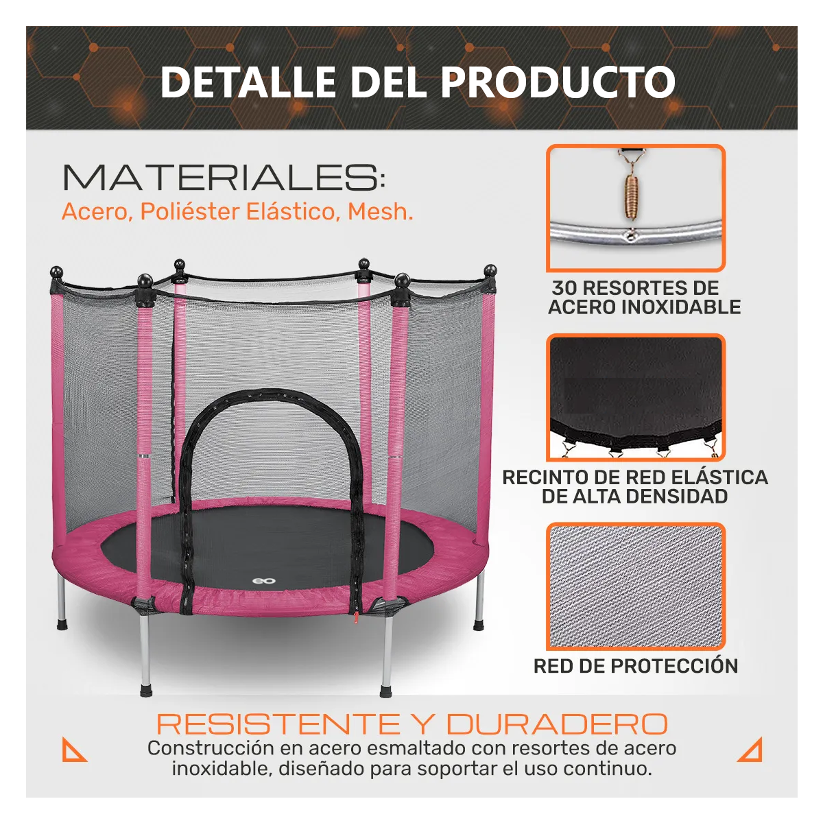 Foto 3 pulgar | Brincolín, Trampolín Infantil Estructura De Acero Eo Safe Imports Esi-19246 Rosa