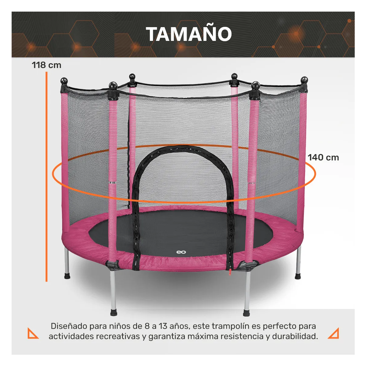 Foto 3 | Brincolín, Trampolín Infantil Estructura De Acero Eo Safe Imports Esi-19246 Rosa