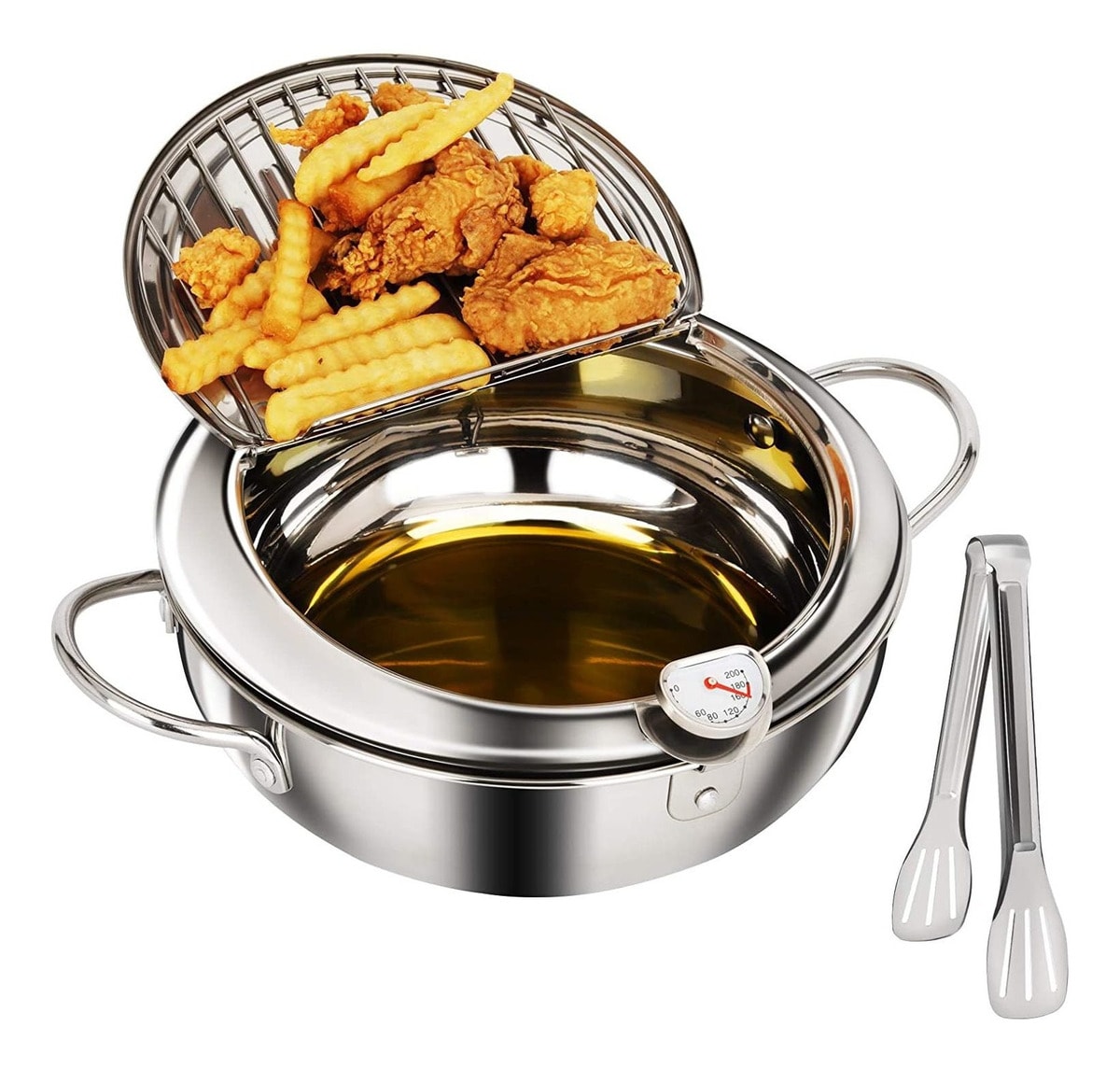 Tempura - Sartén Profunda (3,2 L/3,4 Qt) 18/8 De Acero Inoxi $4,681