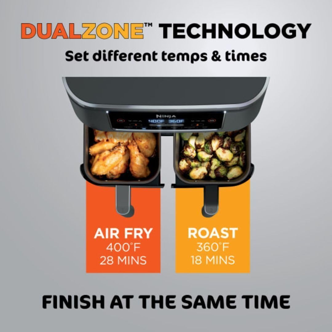 Foto 4 pulgar | Air Fryer Ninja Dz201 Foodi 6 En 1, 8 Litros Con Tecnología Dualzone, Color Gris Oscuro - Venta Internacional.