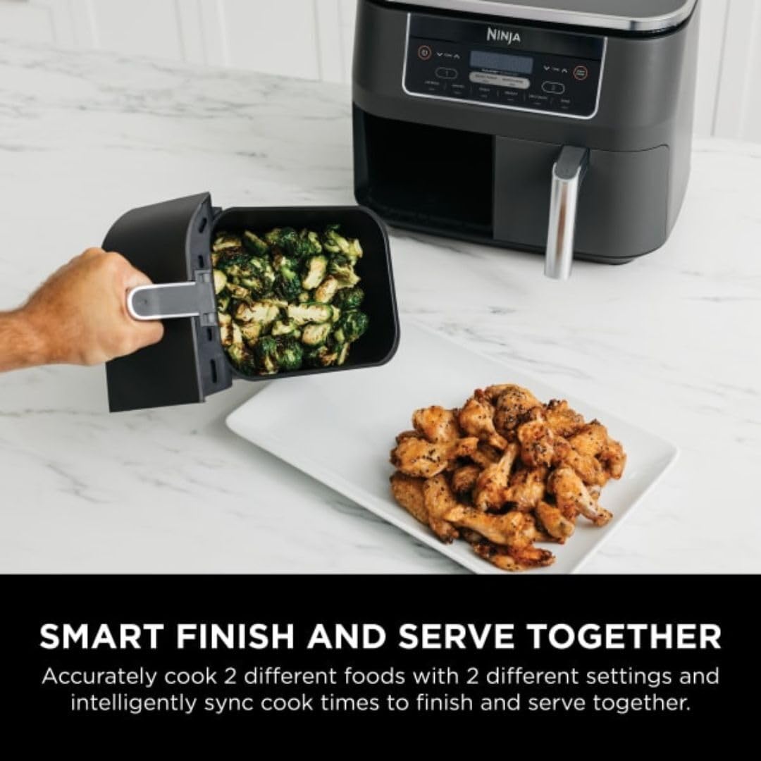 Foto 5 pulgar | Air Fryer Ninja Dz201 Foodi 6 En 1, 8 Litros Con Tecnología Dualzone, Color Gris Oscuro - Venta Internacional.