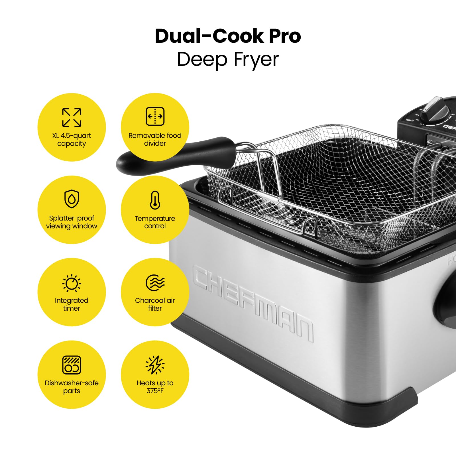 Foto 3 pulgar | Freidora Chefman Dual Cook Pro de 4.5 L-Venta Internacional