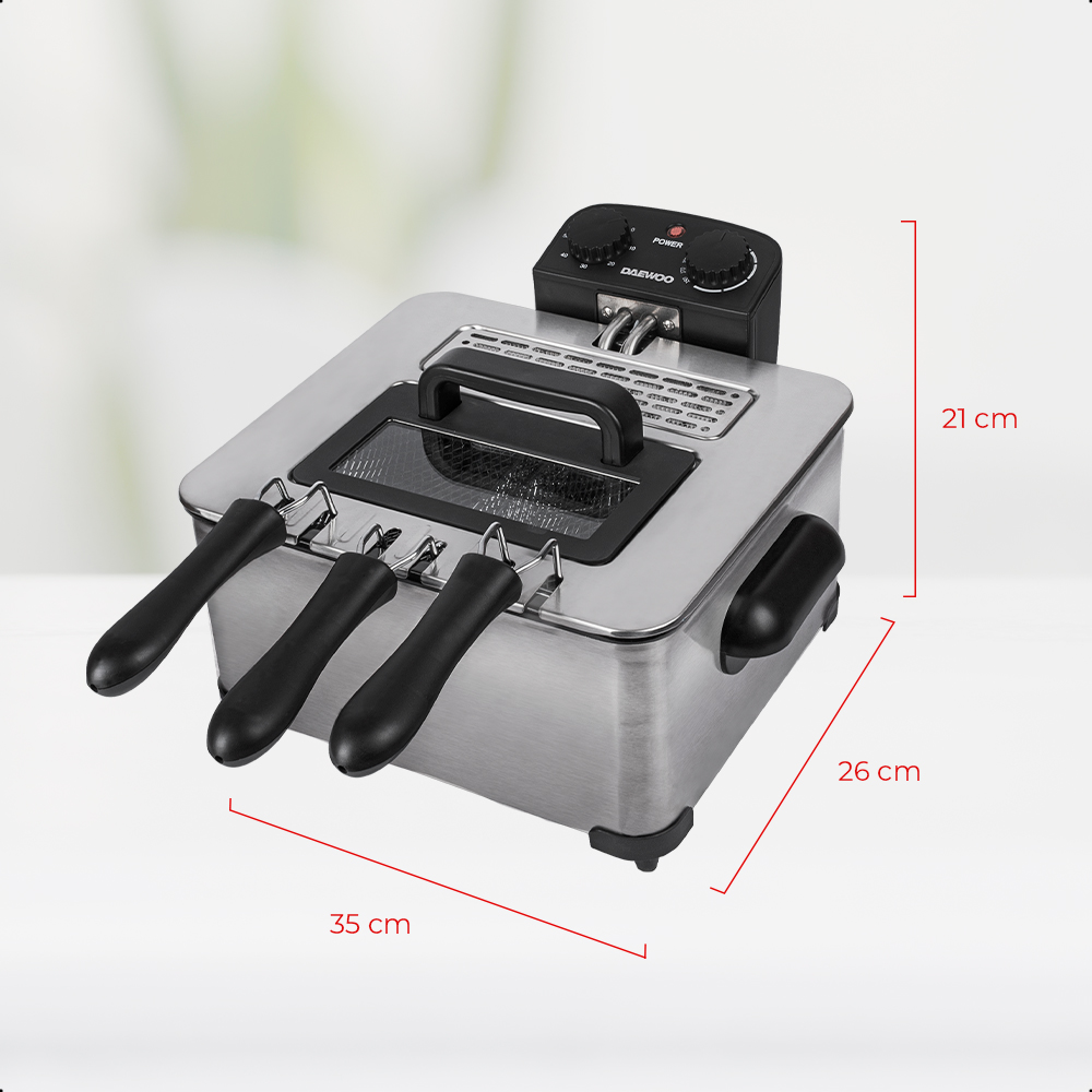 Foto 5 | Freidora Daewoo Inmersión 4 L con 3 Cestas Antiadherente