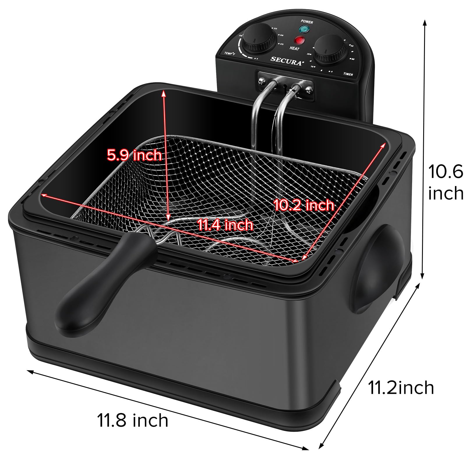 Foto 6 pulgar | Freidora Secura 5l 1700w Con 3 Cestas Y Temporizador, Color Negro - Venta Internacional.