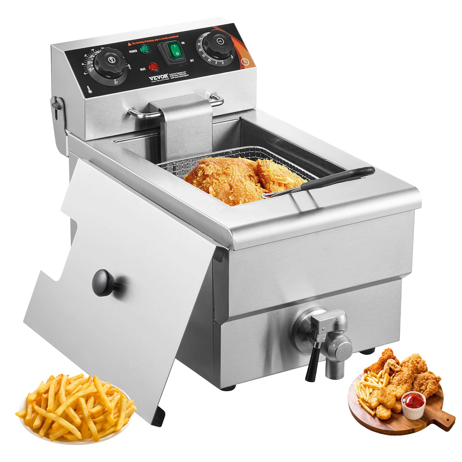 Freidora Vevor Commercial, 1500 W, Eléctrica, 11,6 Cuartos De Galón Y 11 Litros - Venta Internacional.