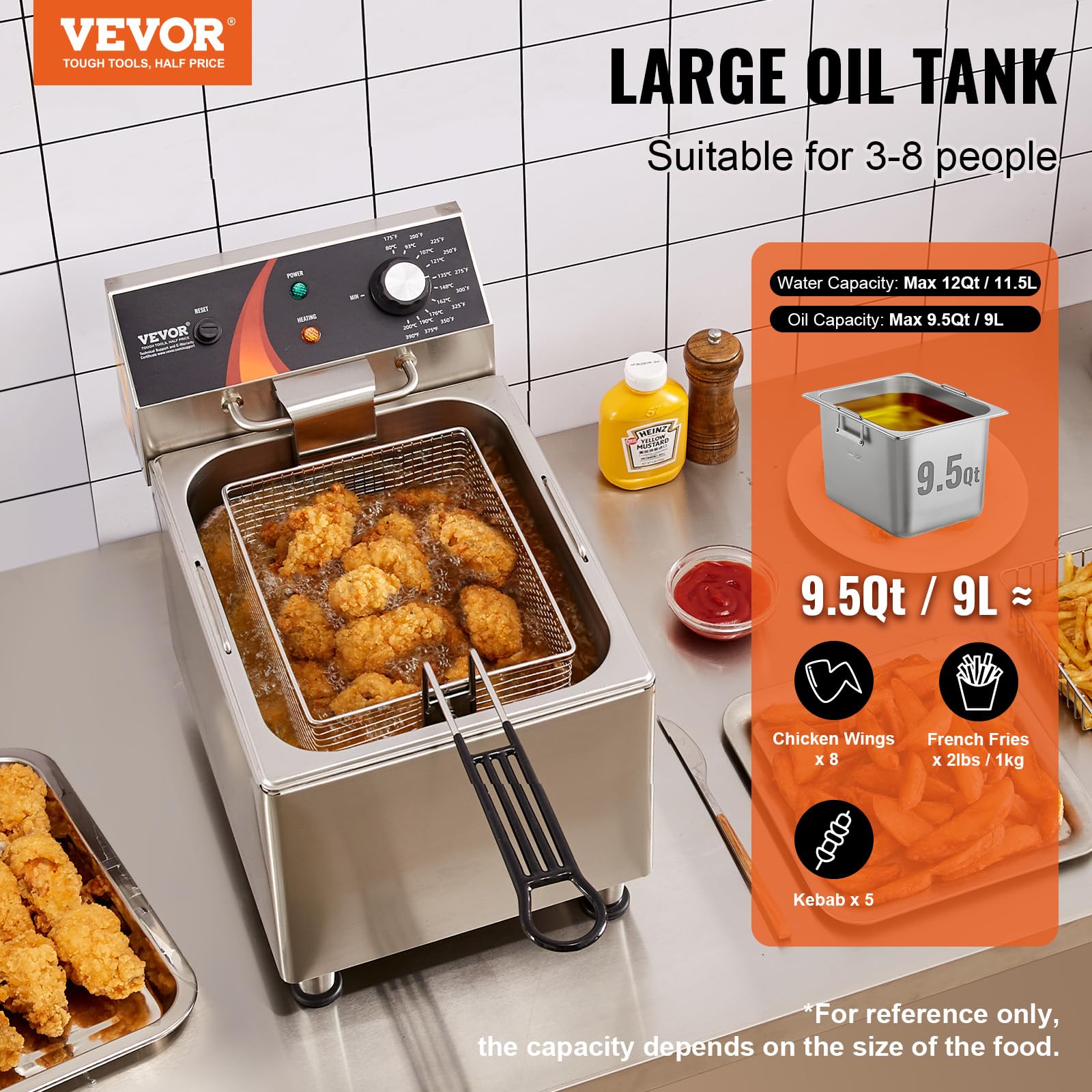 Foto 2 | Freidora Vevor Commercial, Encimera Eléctrica, 11,5 L, 1750 W - Venta Internacional.