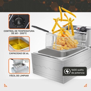 Foto 2 | Freidora Eléctrica De Aceite 1600 W Capacidad 6 Lt Acero Inoxidable Eo Safe Imports Esi-19194 Plata