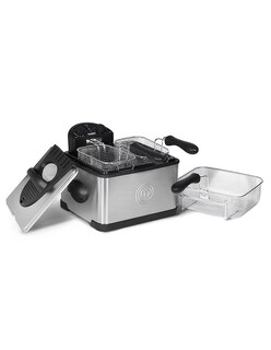 Foto 1 | Freidora de Aceite Masterchef Mk-df-4ssv2 4 Lt Doble Canasta Acero Inoxidable Negra