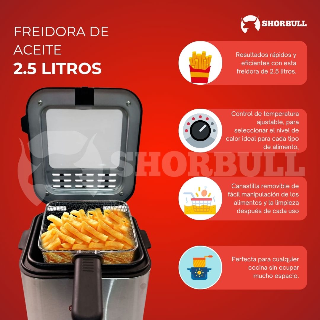 Foto 7 pulgar | Freidora Eléctrica Shorbull 2.5l