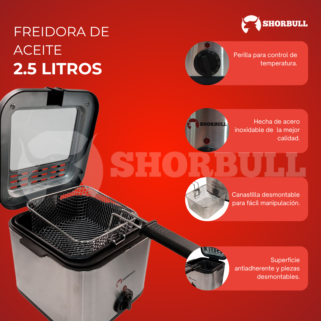 Foto 8 pulgar | Freidora Eléctrica Shorbull 2.5l