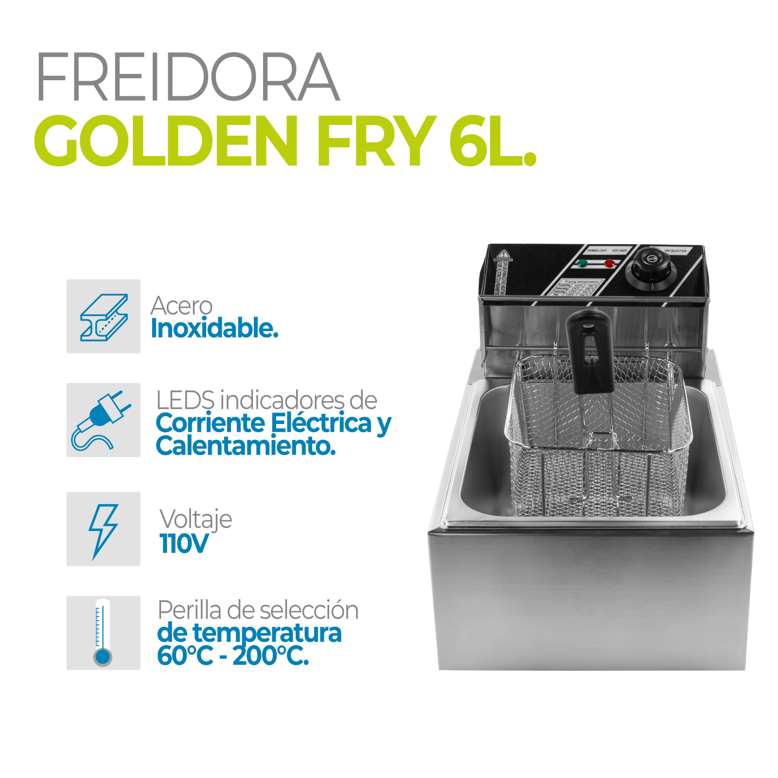 Foto 2 | Freidora Eléctrica Onof de Aceite 6 L