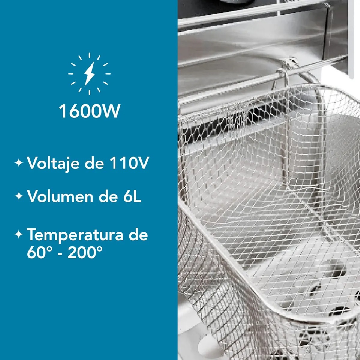 Foto 4 pulgar | Freidora Aceite Eléctrica Industrial Acero Inoxidable 6 Lt