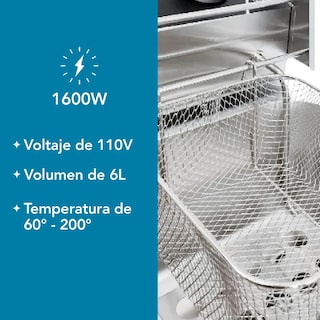 Foto 3 | Freidora Aceite Eléctrica Industrial Acero Inoxidable 6 Lt