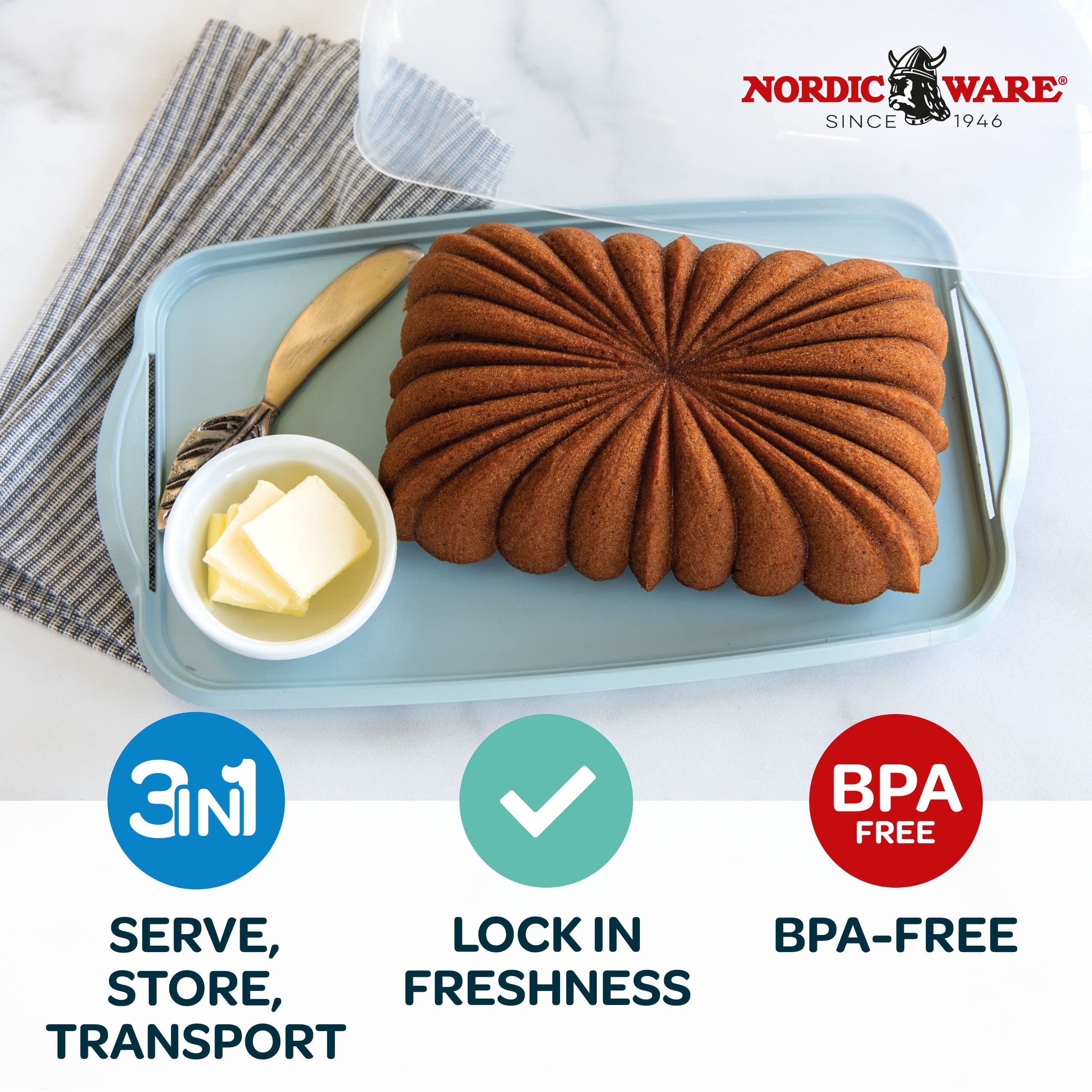 Foto 3 | Pan Cake Keeper Nordic Ware, Azul, Sin Bpa, 12,8 X 7,3 X 4,6 Cm - Venta Internacional.
