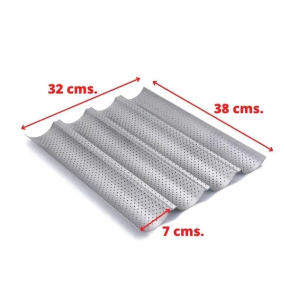 Foto 3 pulgar | Bandeja Perforada de Acero Inoxidable para 4 Panes Tipo Baguette - Venta Internacional