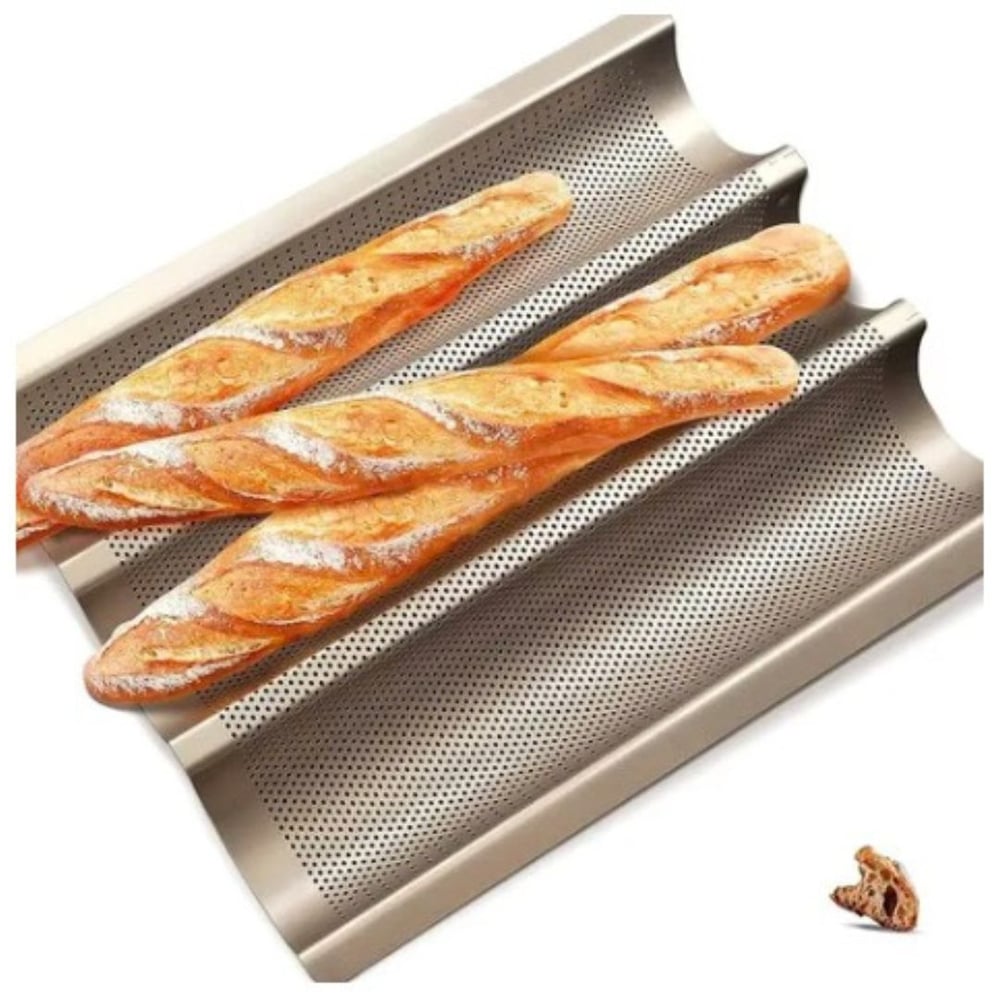 Foto 4 pulgar | Bandeja Perforada de Acero Inoxidable para 4 Panes Tipo Baguette - Venta Internacional