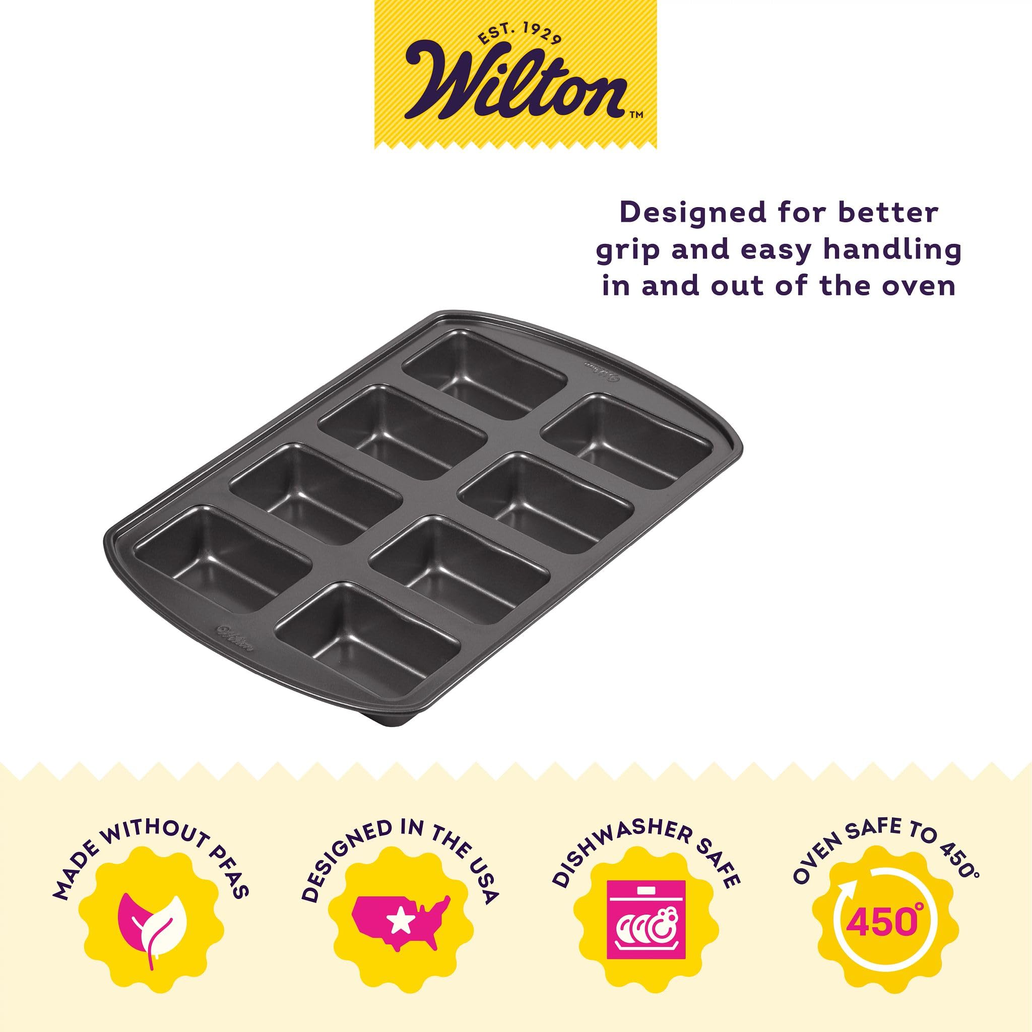 Foto 4 pulgar | Molde Para Pan Pequeño Wilton Perfect Results, Antiadherente, 8 Cavidades, Gris - Venta Internacional.