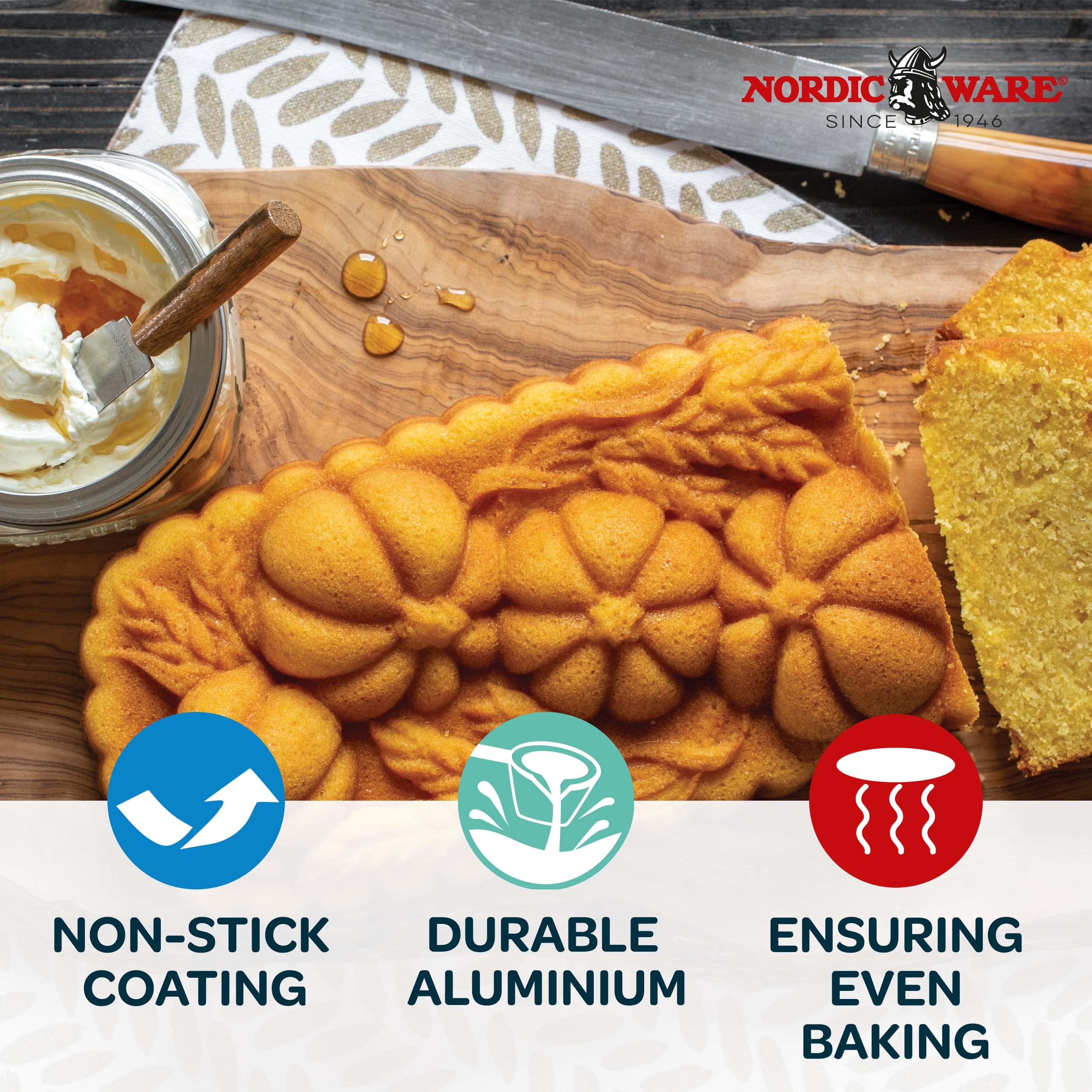 Foto 4 pulgar | Molde Para Pan Nordic Ware, Aluminio Fundido Para Trigo Y Calabaza, 1,4 L - Venta Internacional.
