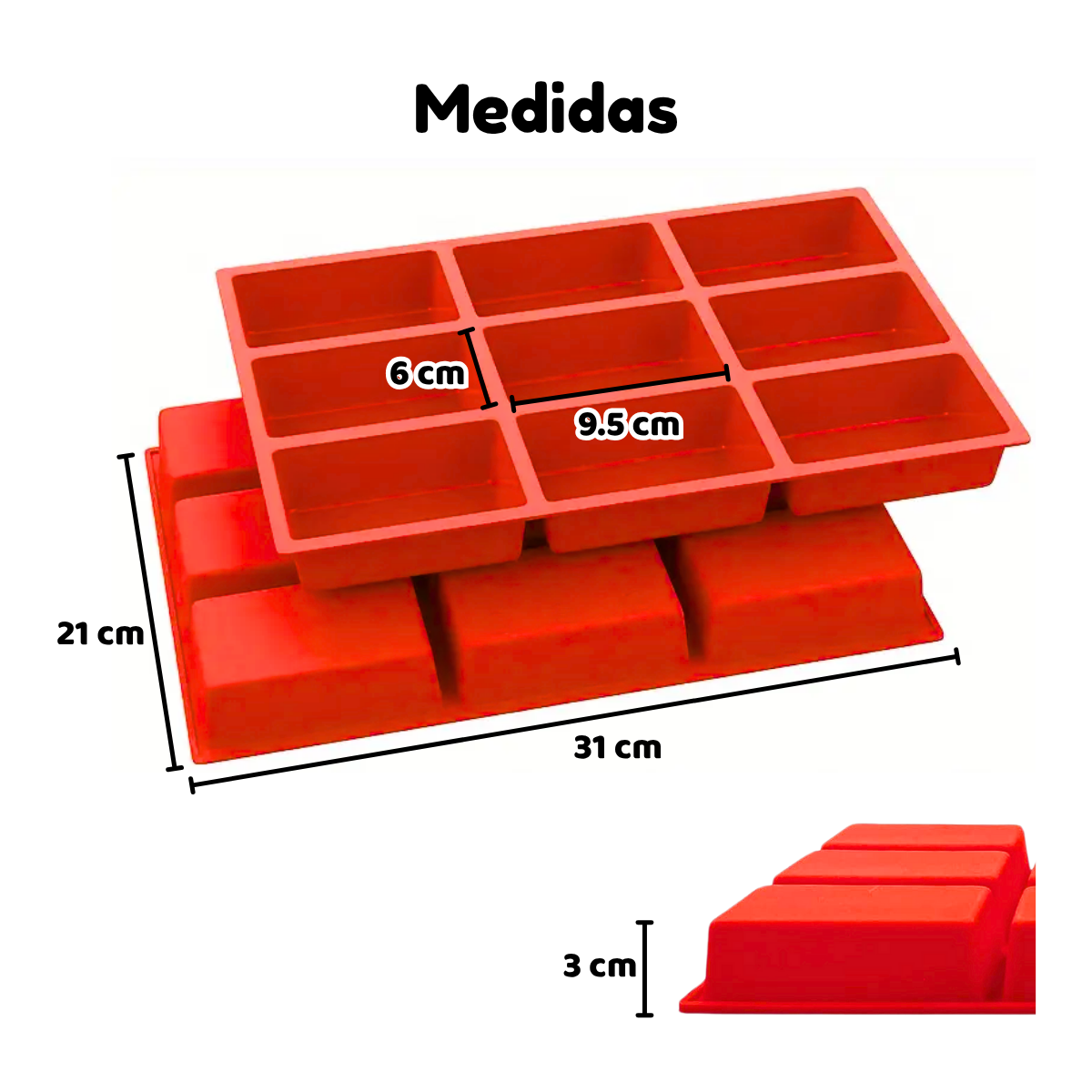 Foto 3 pulgar | Molde De Silicona Rectangular Antiadherente Repostería