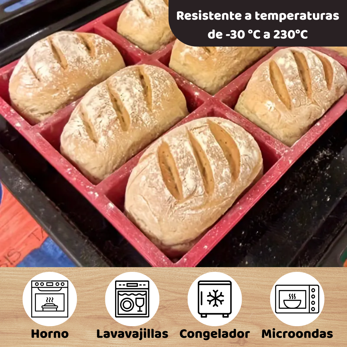 Foto 5 | Molde De Silicona Rectangular Antiadherente Repostería