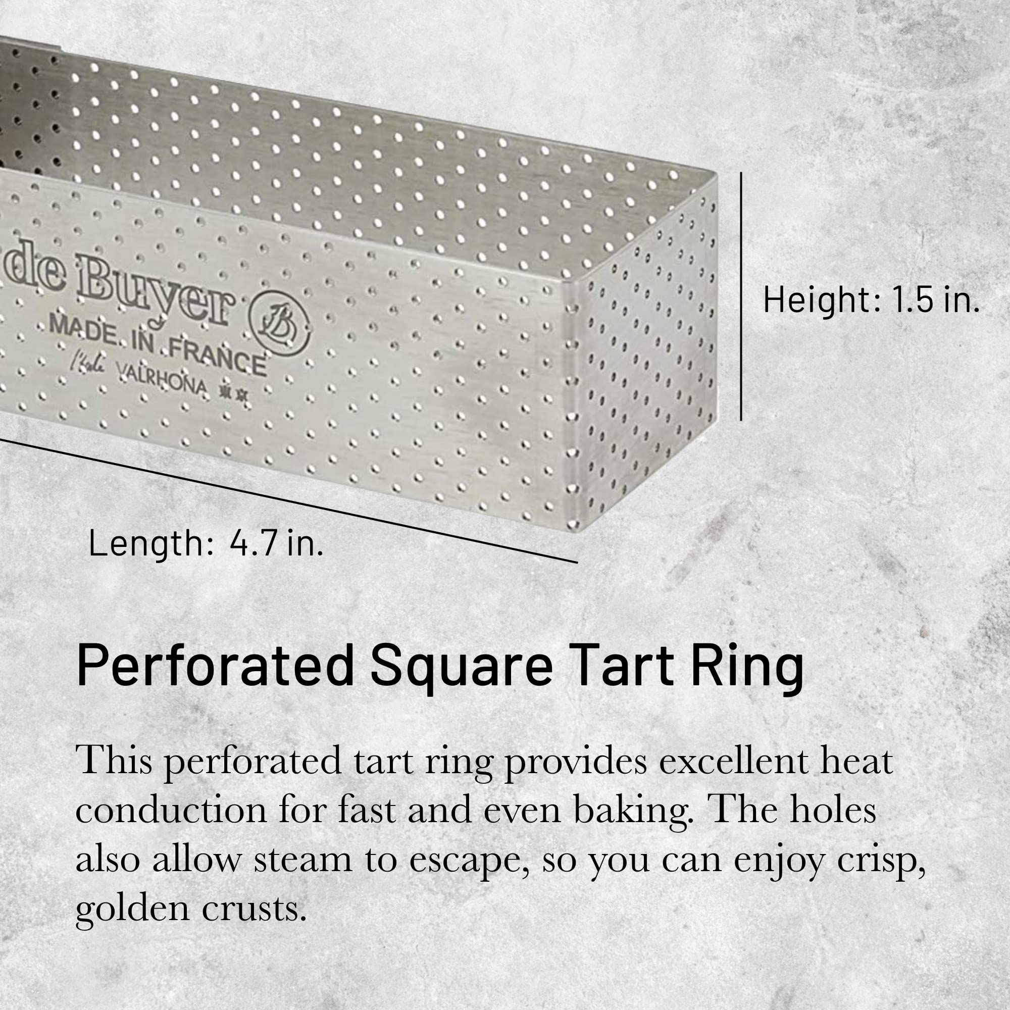 Foto 3 pulgar | Anillo Para Tarta De Buyer  Rectangular Perforado  12 Cm X 4 Cm X 4 Cm - Venta Internacional.