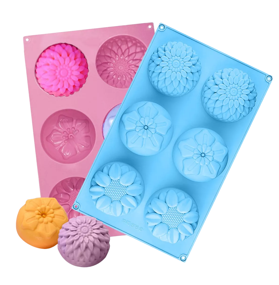 Moldes Silicon Flores Para Velas Resposteria Jabon Artesanal, Rosa/azul