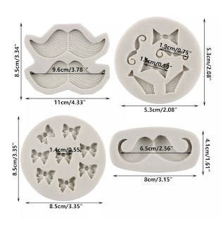 Foto 5 | Molde De Silicona Bigote Corbata Lazo Fondant Resina 4 Pcs
