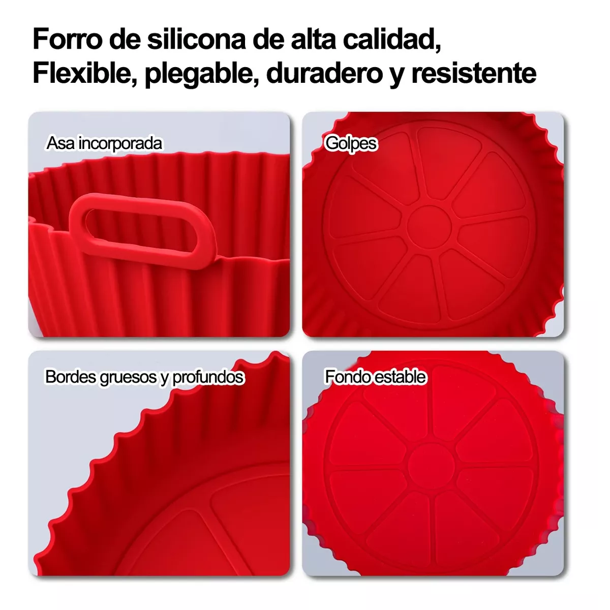 Foto 4 pulgar | Molde para Hornear De Silicona para Freidora de Aire 12 Piezas Rojo