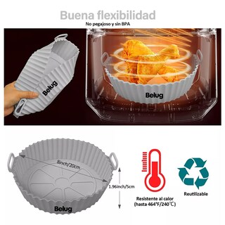 Foto 5 | Molde Silicona Freidora De Aire Circular Reutilizable Belug Gris