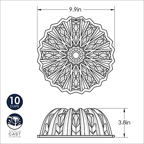 Foto 9 pulgar | Venta Internacional - Molde Nordic Ware Cut Crystal Bundt Capacidad de 10 Tazas Dorado