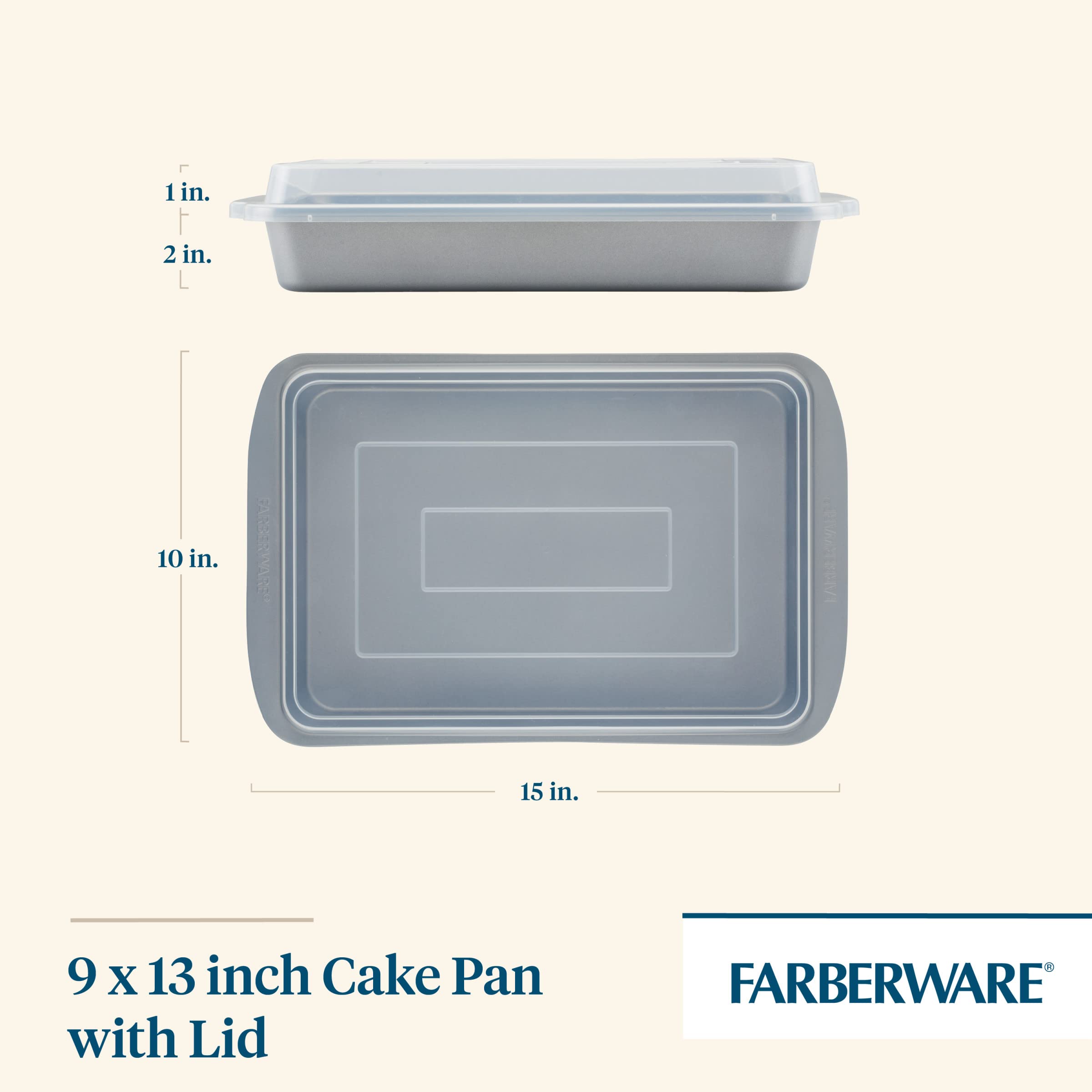 Foto 3 pulgar | Molde Para Hornear Farberware Goldenbake, Antiadherente, Con Tapa, 23 X 33 Cm, Color Gris - Venta Internacional.