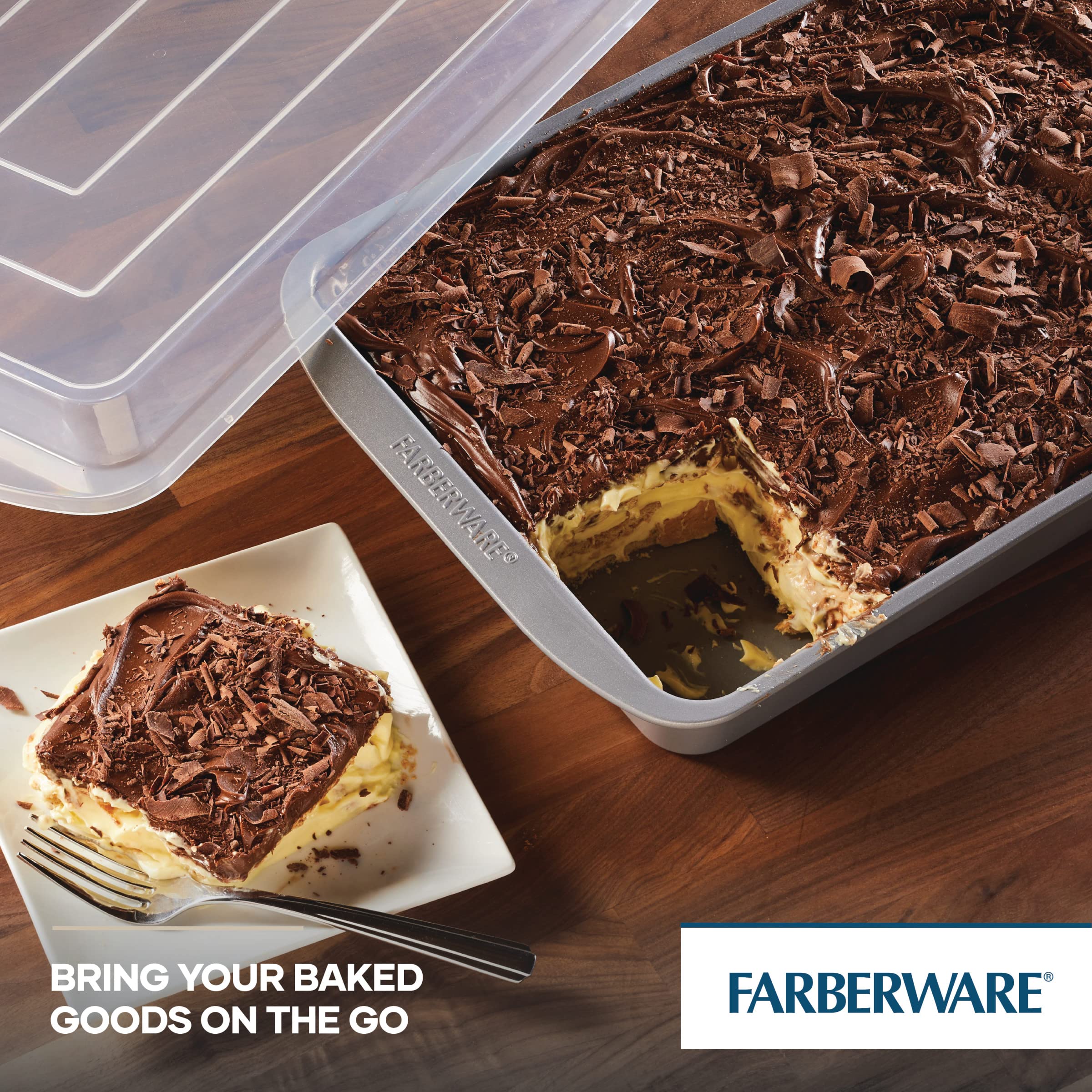 Foto 7 | Molde Para Hornear Farberware Goldenbake, Antiadherente, Con Tapa, 23 X 33 Cm, Color Gris - Venta Internacional.