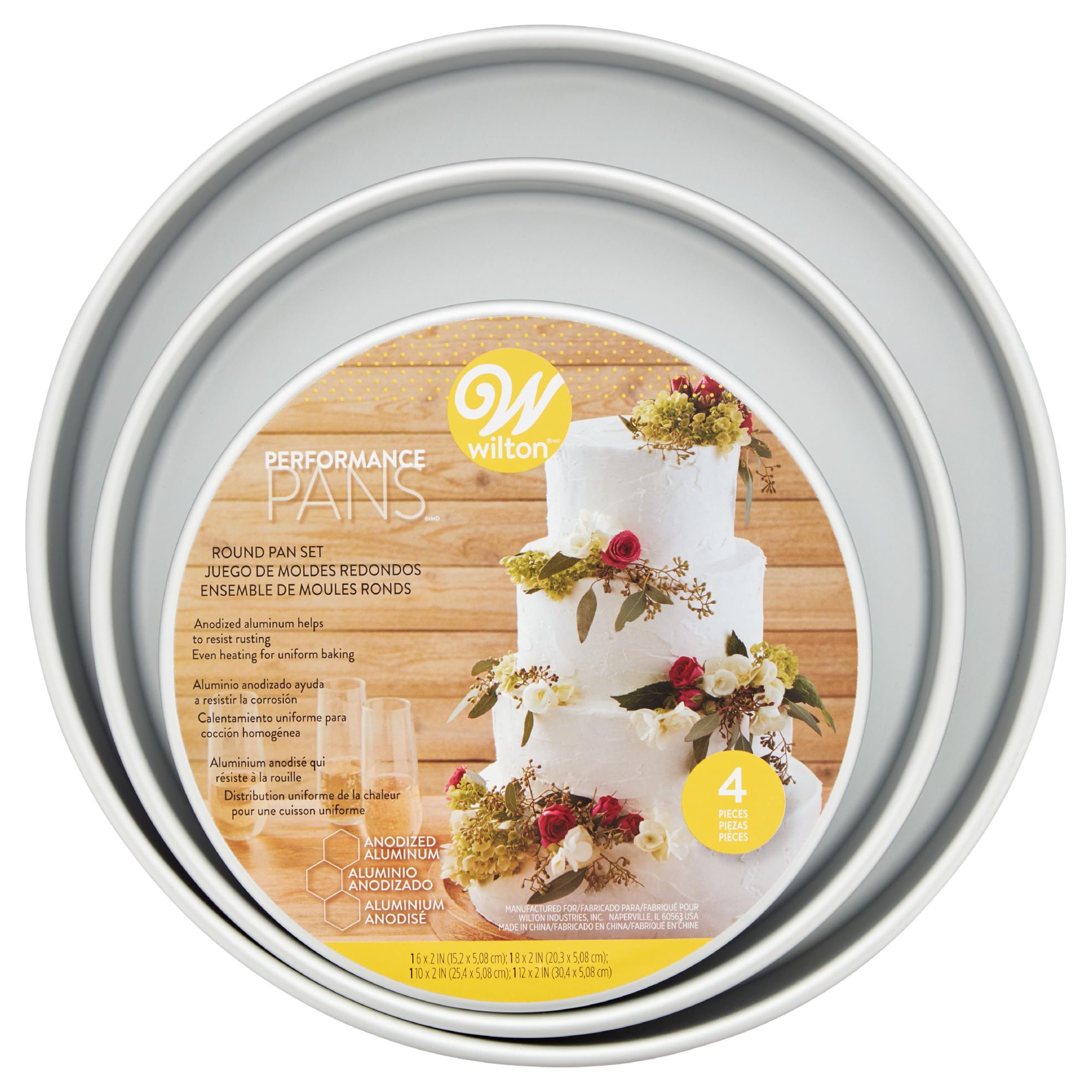 Moldes Para Tartas Wilton Performance Panes Redondos De Aluminio, Juego De 4 Piezas - Venta Internacional.