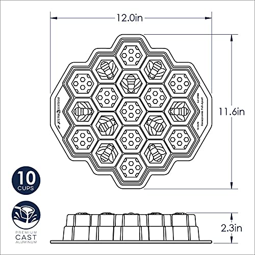 Foto 6 pulgar | Molde Para Tartas Nordic Ware Honeycomb, Desmontable, 10 Tazas - Venta Internacional.