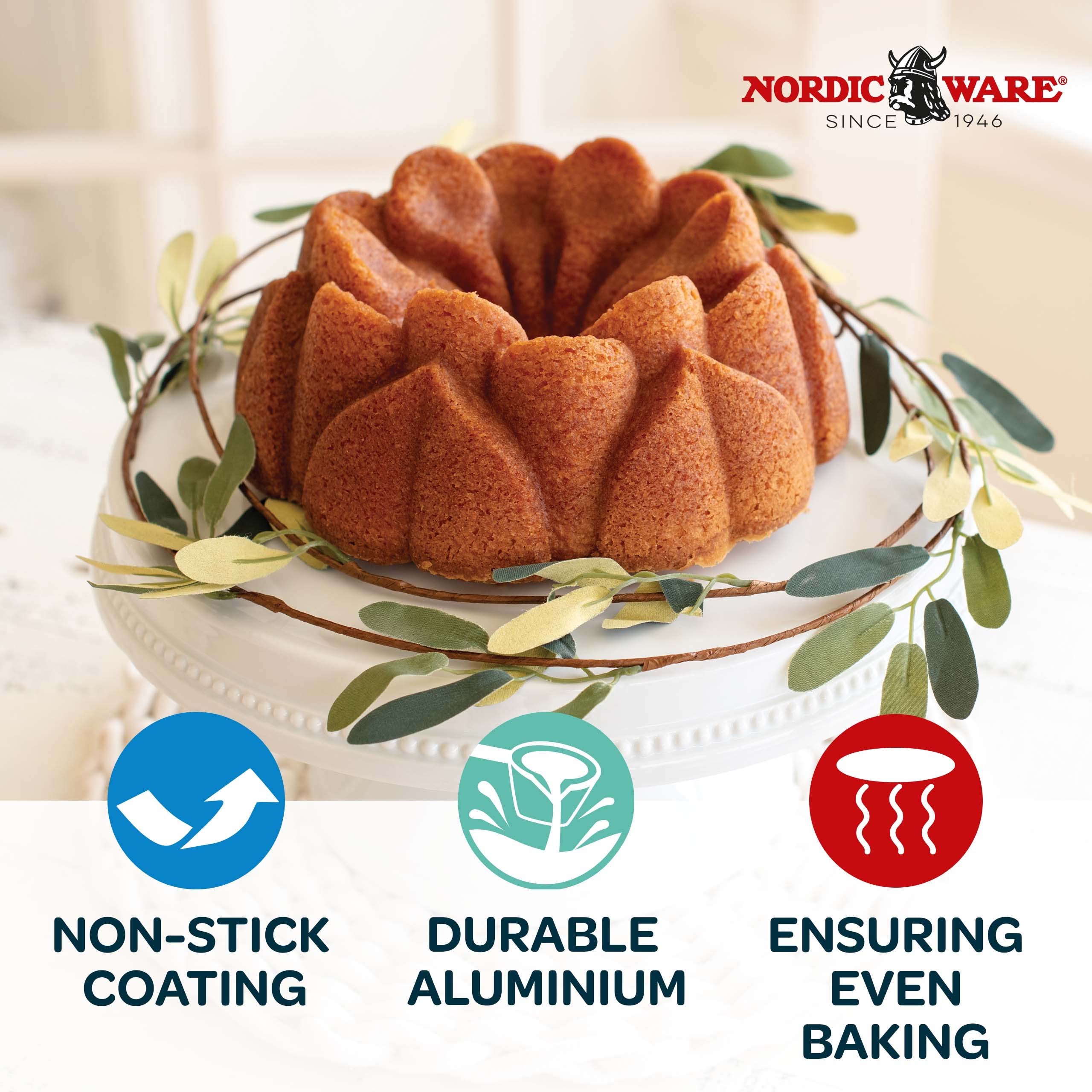 Foto 4 pulgar | Caramelo Bundt Pan Nordic Ware Magnolia, Aluminio Fundido, 2,4 L - Venta Internacional.